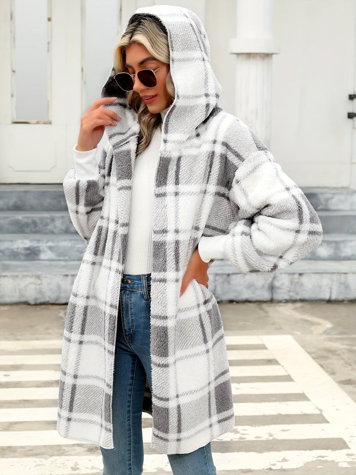 Antonia | Cozy Plaid Hooded Cardigan