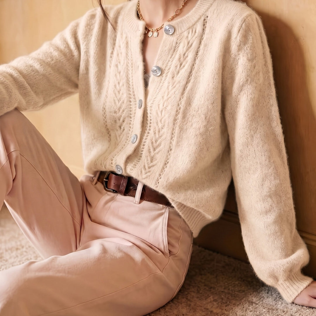 Adeline | Softly Textured Round-Neck Cardigan