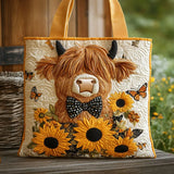 Carolyn | Stylish Floral Cow Art Tote Bag