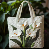 Angela | White Floral Art Tote Bag