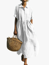 Rosemary | Pleated Collared Maxi Dress