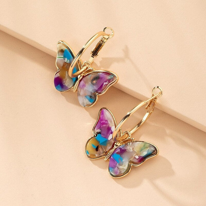 Tricia | Stylish Multicolor Butterfly Hoop Earrings