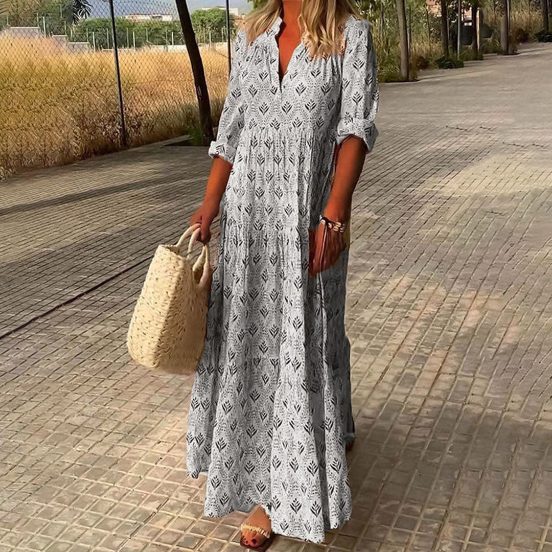 Louisa | Boho Maxi Summer Dress - Blue / S (8-10)