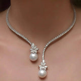 Charlene | Elegant Silver Pearl Necklace