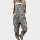 Jocelyn | Comfortable Gray Floral Jumpsuit