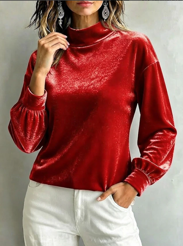 Victoria | Velvet High Neck Blouse