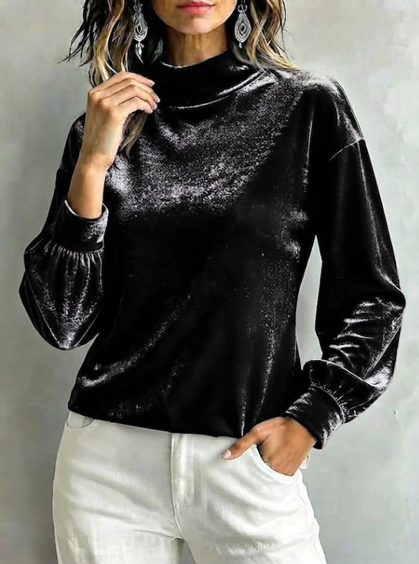 Victoria | Velvet High Neck Blouse