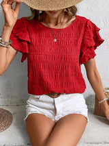 Annabel | Ruffle-Sleeve Textured Blouse
