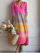 Danielle | Elegant V-Neck Multicolor Dress
