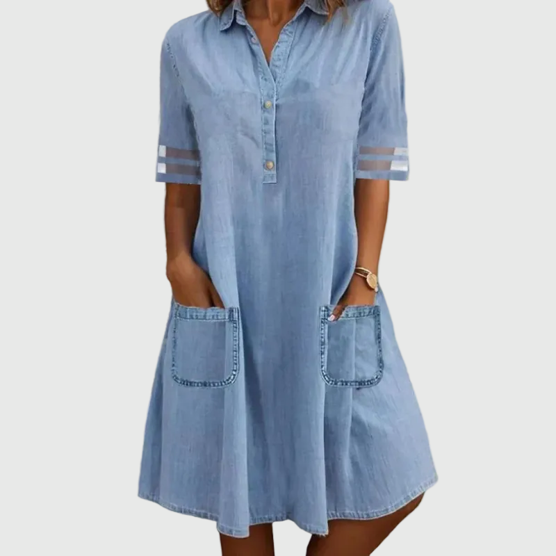 harper denim mini dress Harper Denim Midi Dress | Classic Wash