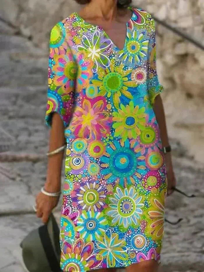 Harper | Elegant Vibrant Floral Midi Dress