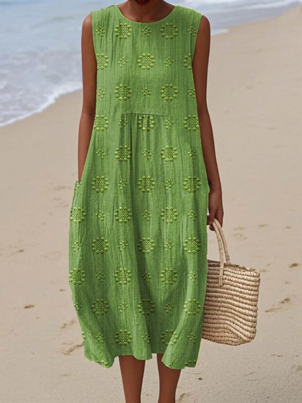 Daisy | Elegant Pattern Sleeveless Midi Dress
