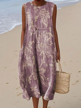 Cloveria | Vintage Floral Sleeveless Midi Dress