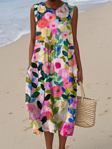 Lolita | Elegant Sleeveless Floral Midi Dress