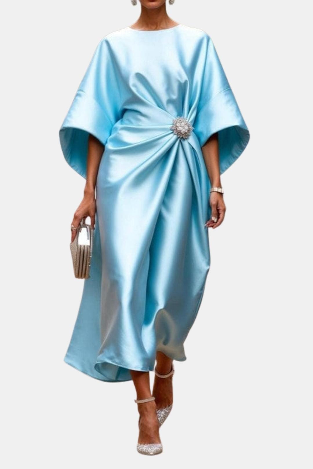Naomi - Elegant Wide Sleeve Satin Dress