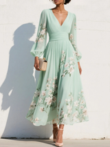 Monroe | V-Neck Chiffon Floral Midi Dress