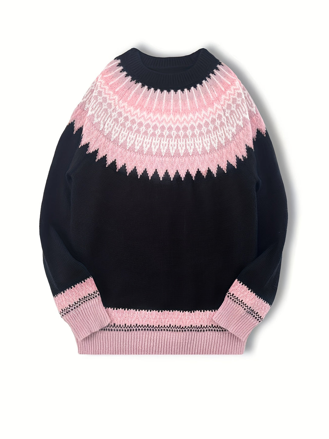 Brenna | Chunky Jacquard Round Neck Sweater