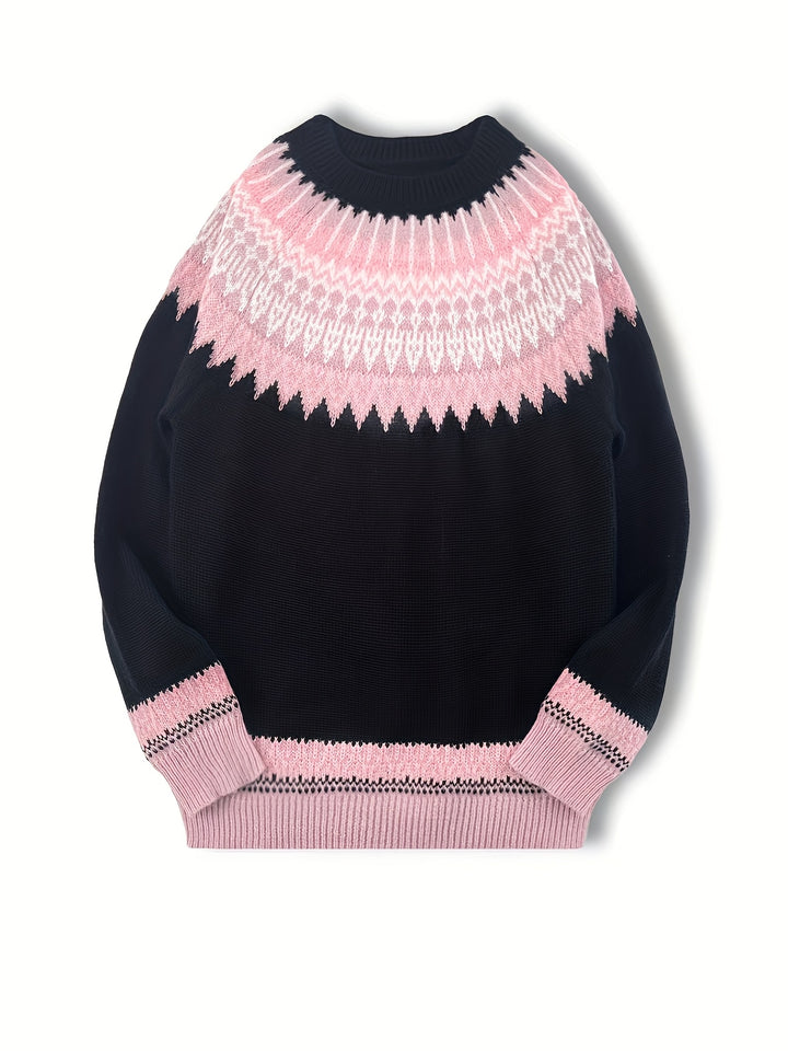 Brenna | Chunky Jacquard Round Neck Sweater