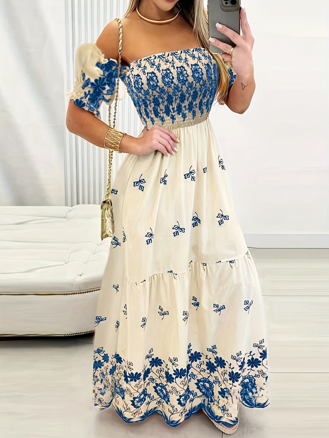 Seraphina | Off-the-Shoulder Floral Maxi Dress