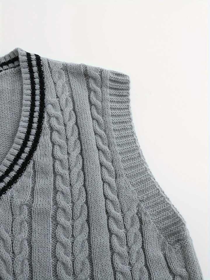 Gideon | Cable-Knit V-Neck Sweater Vest