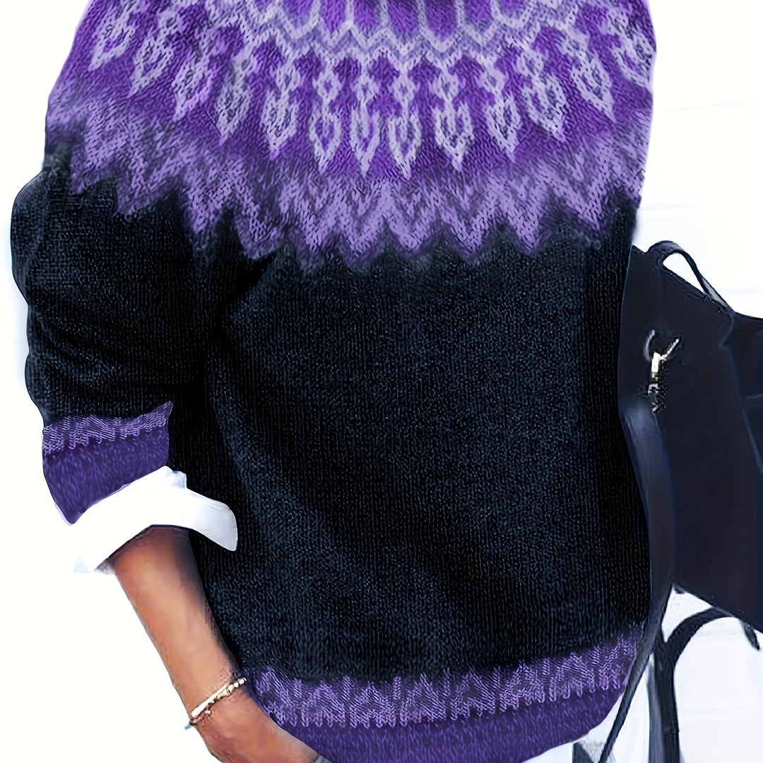 Brenna | Chunky Jacquard Round Neck Sweater