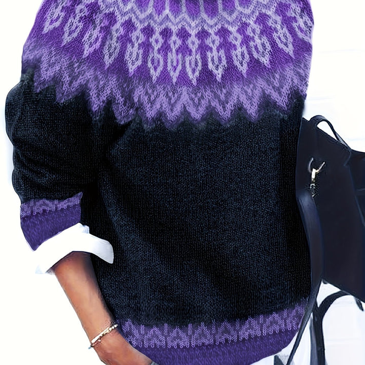 Brenna | Chunky Jacquard Round Neck Sweater