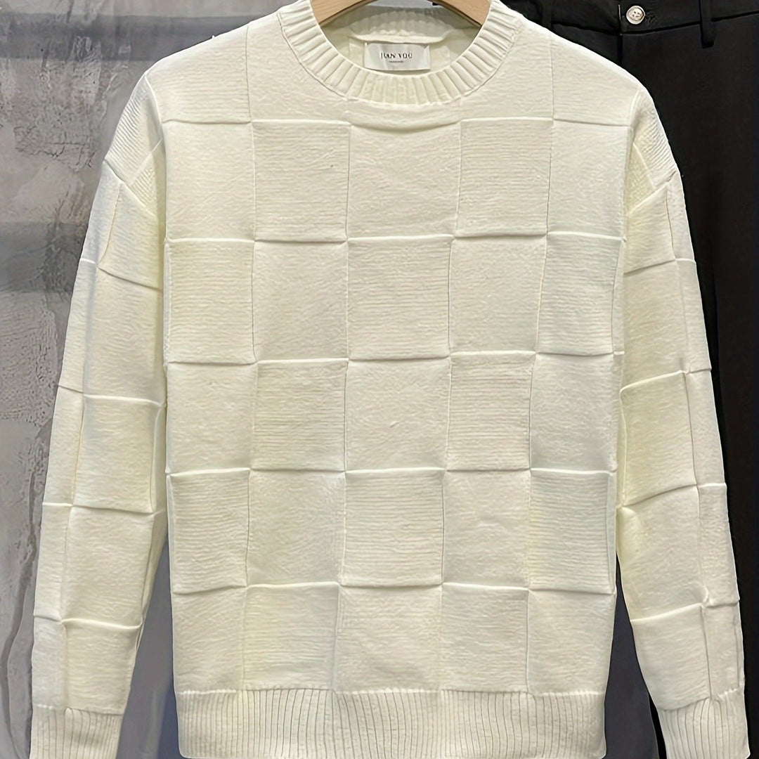 Sullivan | Textured Check Crewneck Sweater