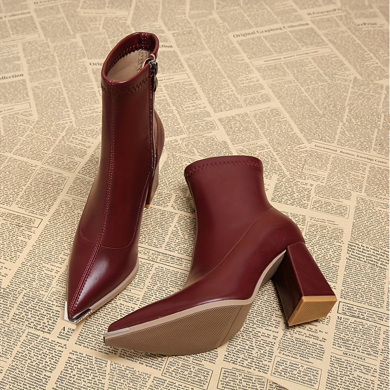 Josephine | Pointed-Toe Chunky Heel Ankle Boots