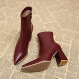 Josephine | Pointed-Toe Chunky Heel Ankle Boots