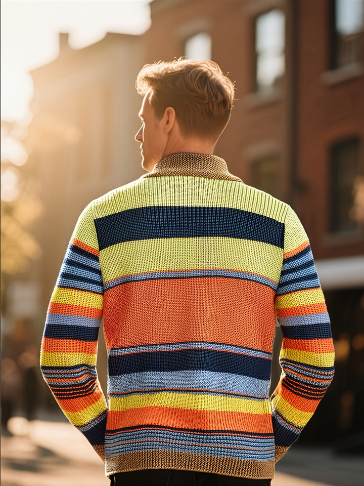 Callen | Striped Shawl-Collar Cardigan