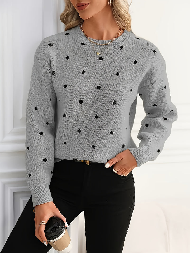 Isabel | Polka Dot Crew Neck Sweater