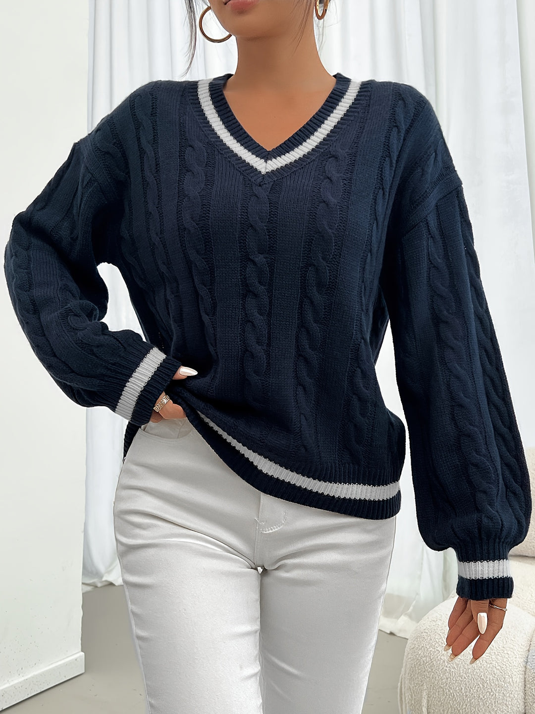 Camryn | Cable-Knit V-Neck Sweater