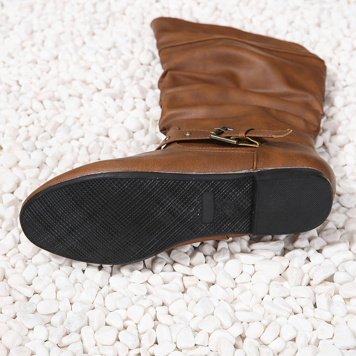 Eileen | Slouchy Buckle Riding Boots