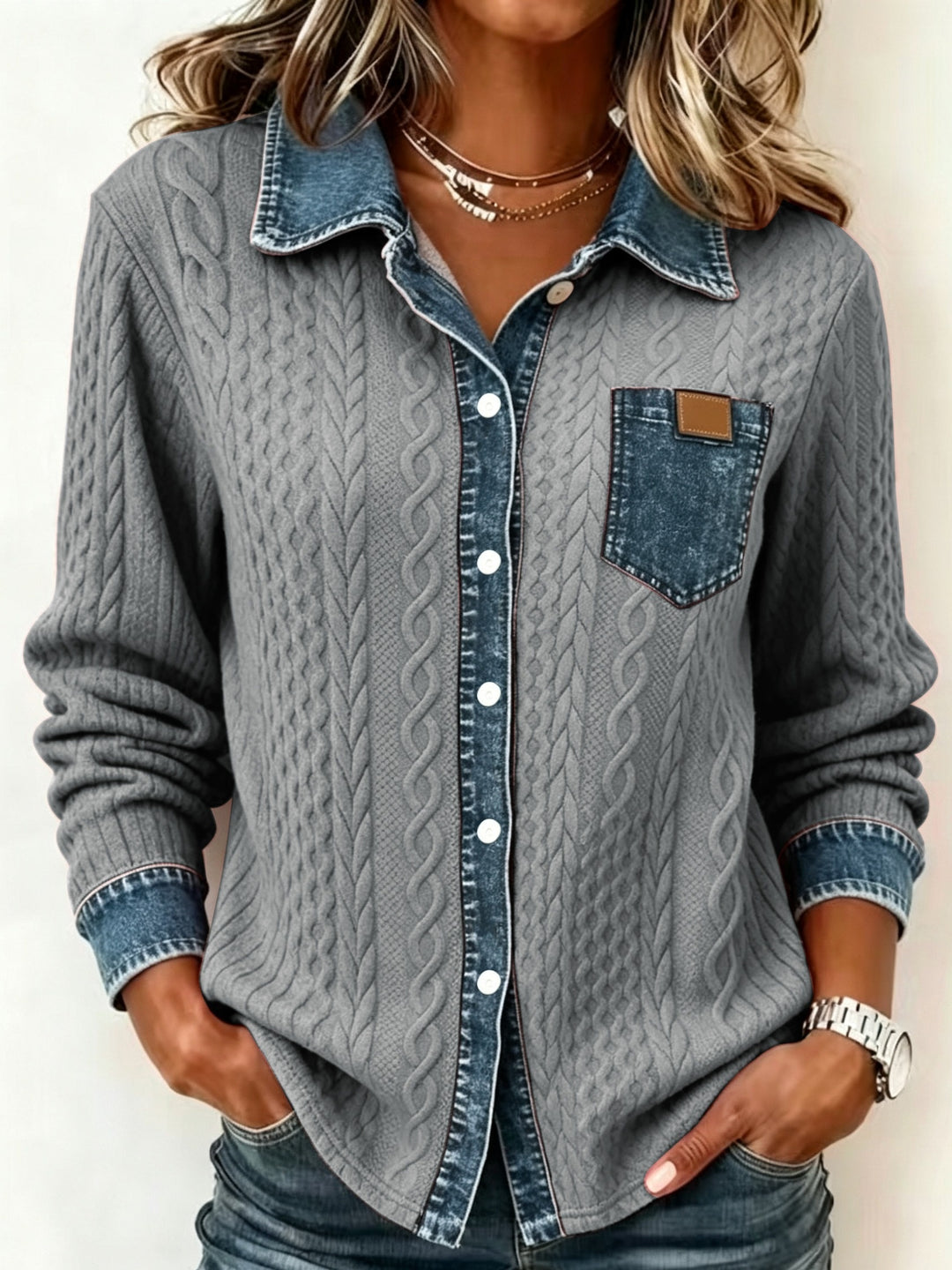 Greta | Textured Button-Up Shirt