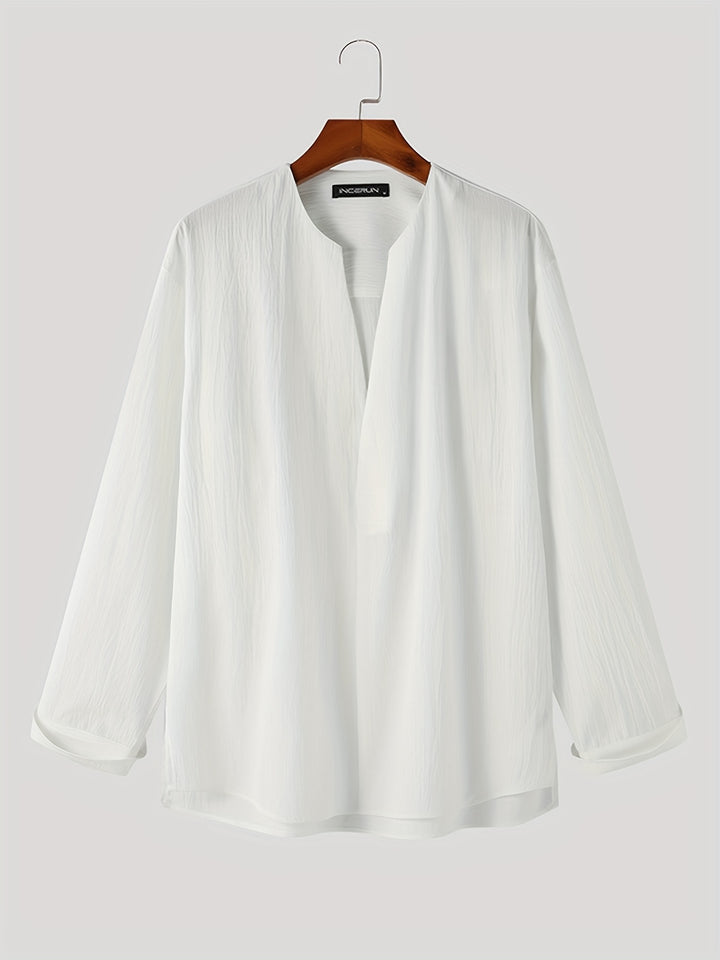 Franklin | Collarless V-Neck Shirt