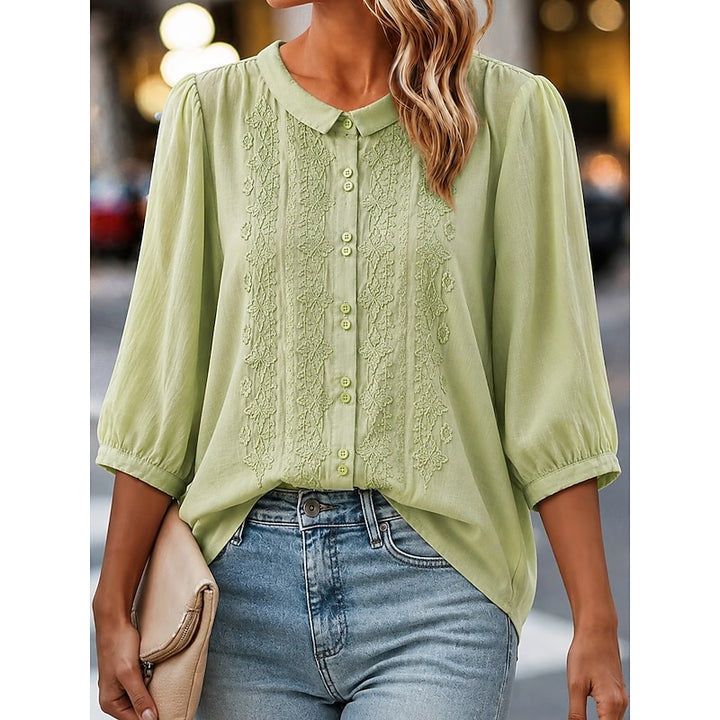 Paige | Embroidered Peter Pan Collar Blouse