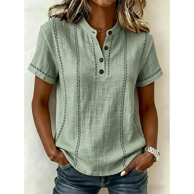 Corinna Vintage Striped Short-Sleeve Blouse