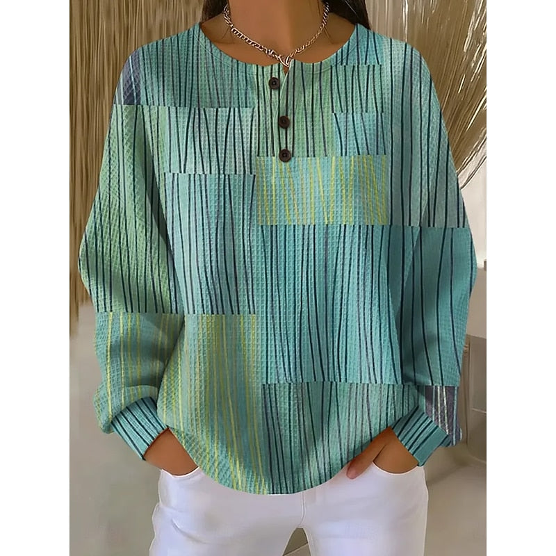 Melody | Button-Neck Print Sweatshirt
