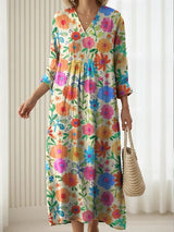 Chelsea | Classic V-Neck Multicolor Comfort Dress