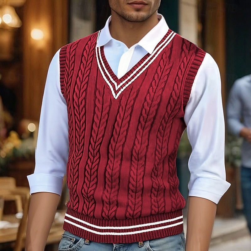 Edwin | Cable-Knit V-Neck Sweater Vest