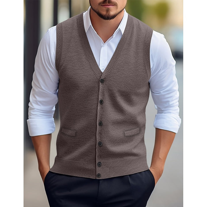 Leonard | Buttoned V-Neck Sweater Vest