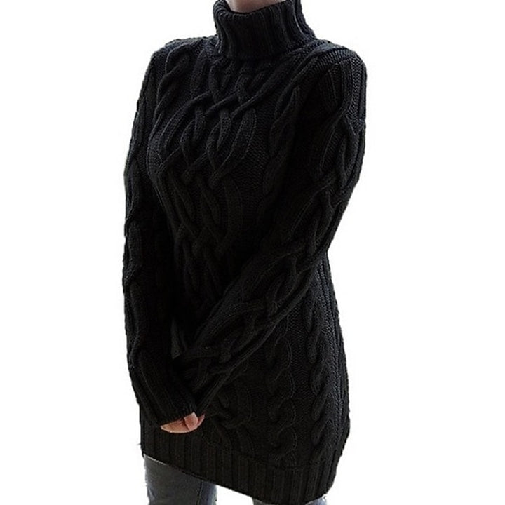 Thea | Cable-Textured Turtleneck Sweater Dress