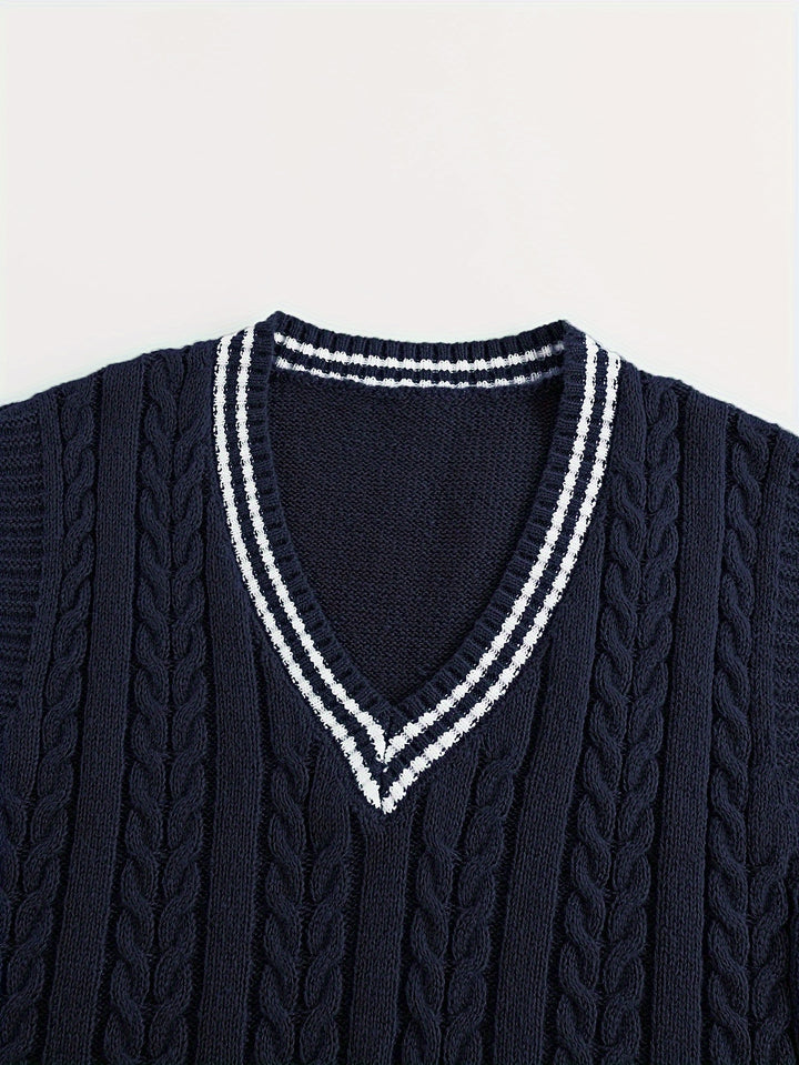 Gideon | Cable-Knit V-Neck Sweater Vest