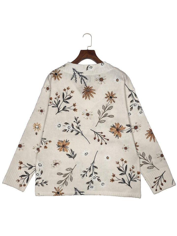 Ainsley | Floral V-Neck Sweater