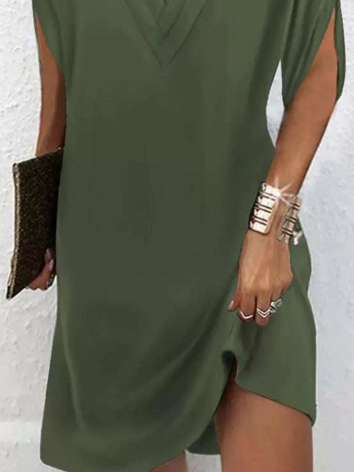 Emery | V-Neck Slit Sleeve Mini Dress