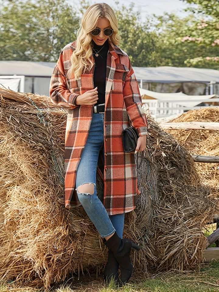 Rosamund | Longline Plaid Coat