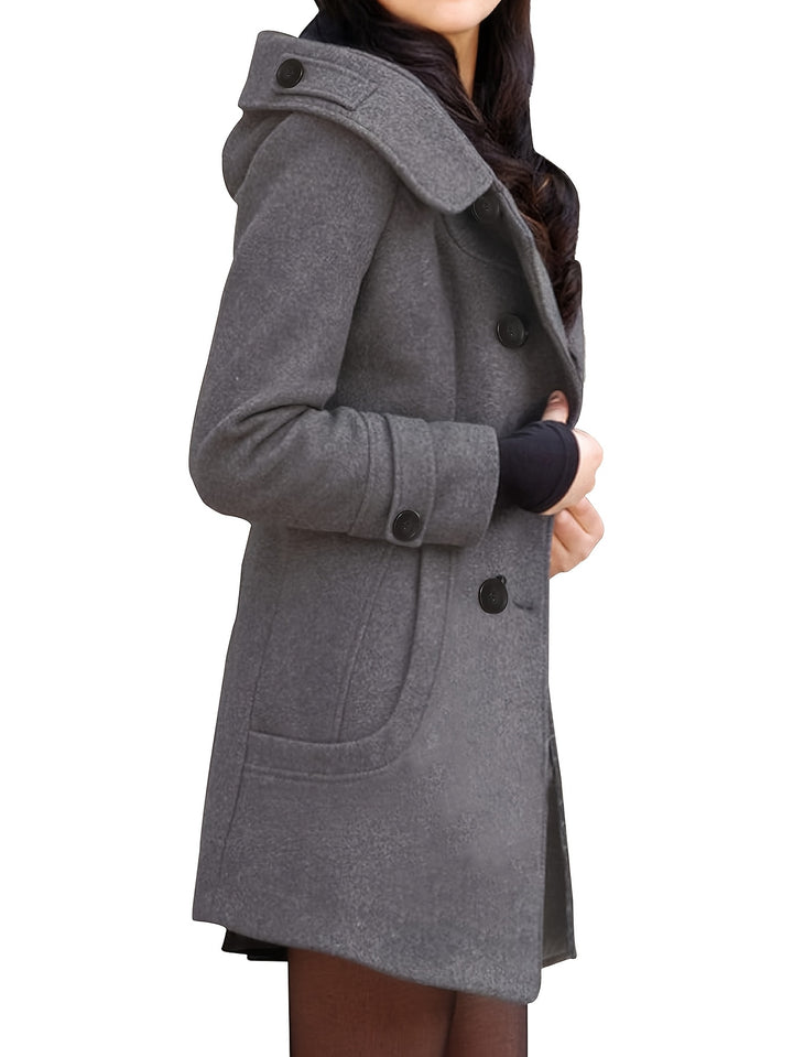 Rosanna | Hooded Double-Breasted Mid-Length Coat
