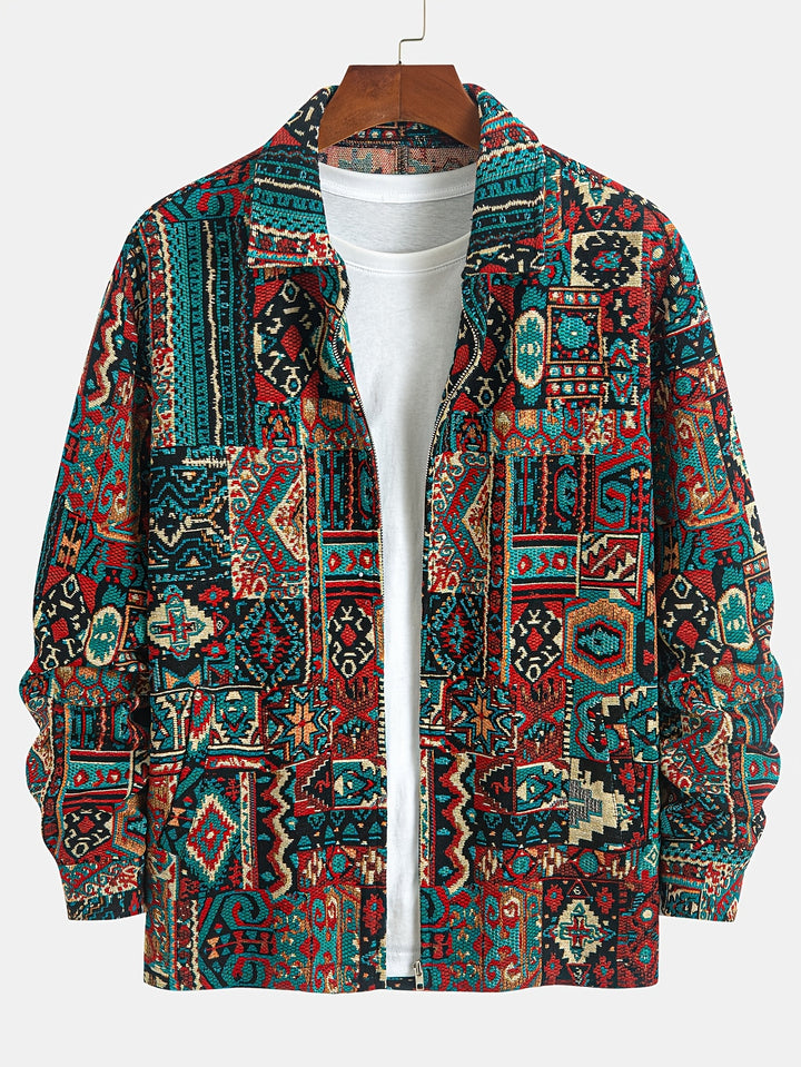 Bryson | Patterned Lapel Zip Jacket