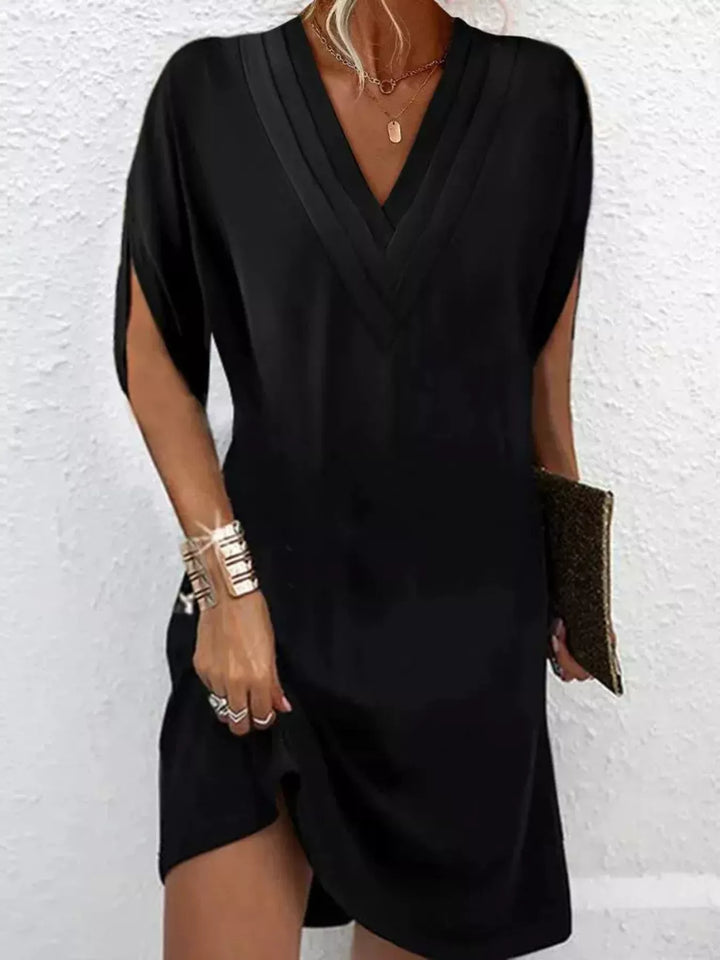 Emery | V-Neck Slit Sleeve Mini Dress