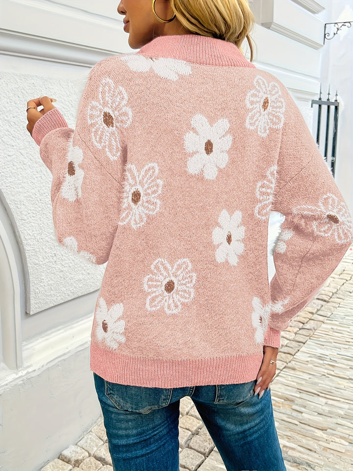 Denise | Floral Half-Zip Sweater